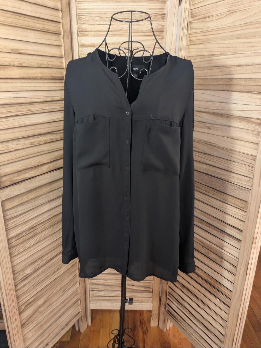 Mossimo Women's Black Blouse Shirt Long Sleeve Size Small